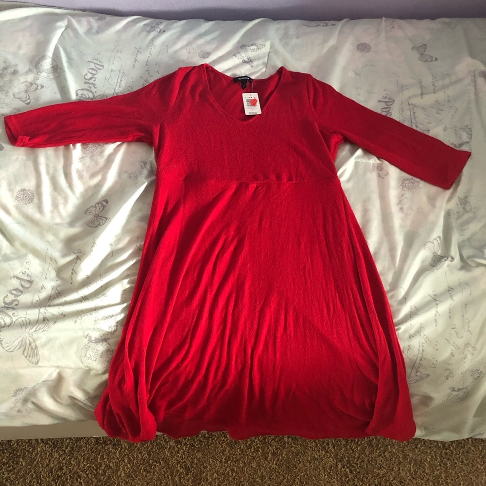 Red sweater material dress